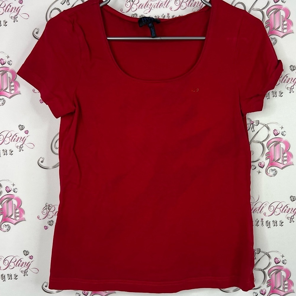 Escada sport tee tshirt rhinestone diamond bling classic Red Short Sleeve Tee